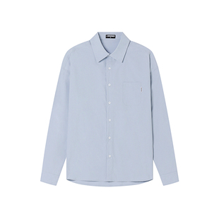 FORNINES基础纯棉长袖衬衫男潮牌春秋款情侣cleanfit白色衬衣外套