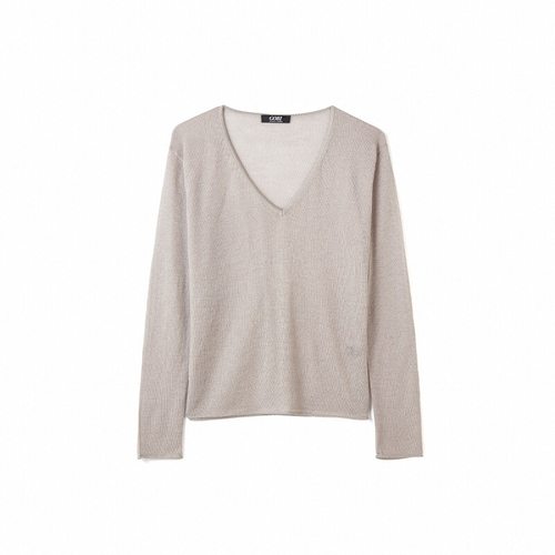 GOBI戈壁秋冬宽松时尚V领薄款羊绒真丝女士针织衫套头毛衣WK753
