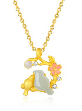 vana和田玉鸟语花香项链纯银