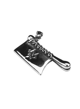 银色钛钢镜面逼真潮鲤鱼菜刀吊坠