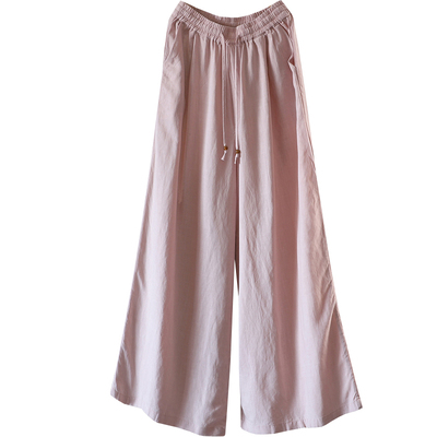 汉麻加长长裤女春夏季阔腿裤裙裤