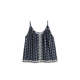 MANNALA丨“小逗号”度假感手绘腰果花亚麻棉民族风吊带上衣Q2544