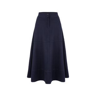 MARYLING玛俪琳秋冬新品深蓝色高腰A摆伞型半身裙A1DIW72450