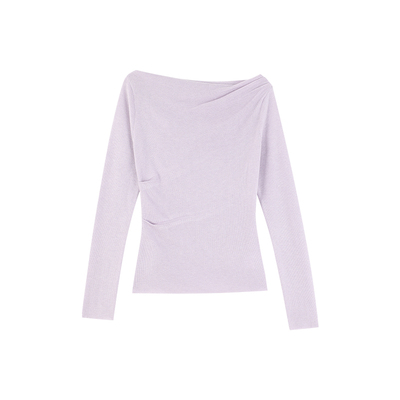 简约纯色超细羊毛荡领针织衫上衣