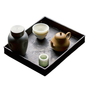 觅白老物锡制茶台点铜壶承手工急须台刻绘复古茶盘干泡台侘寂杯托
