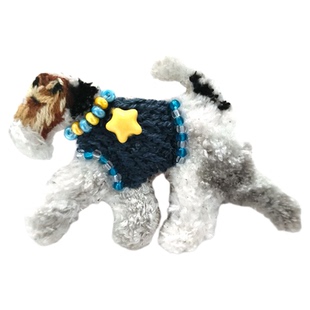 HitS手作 原创刚毛猎狐梗可爱狗狗刺绣胸针毛衣链挂坠 饰品 礼物