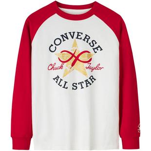 【CNY新年系列】匡威童装男女童长袖T恤春中大童拼接袖打底衫红