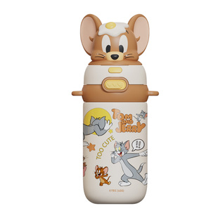 猫和老鼠卡通保温杯儿童学生上学便携吸管水杯高颜值可爱情侣杯子