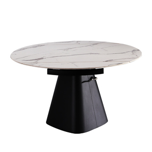 意式可伸缩岩板餐桌小户型多功能旋转折叠家用省空间餐桌可变圆桌