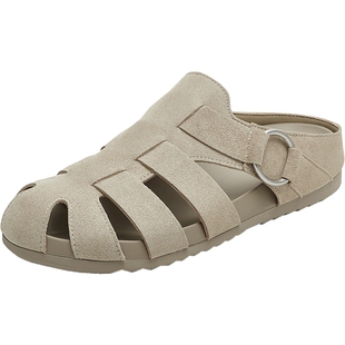 天美意夏季新款休闲百搭半拖鞋复古百搭女罗马凉鞋KL012BL5