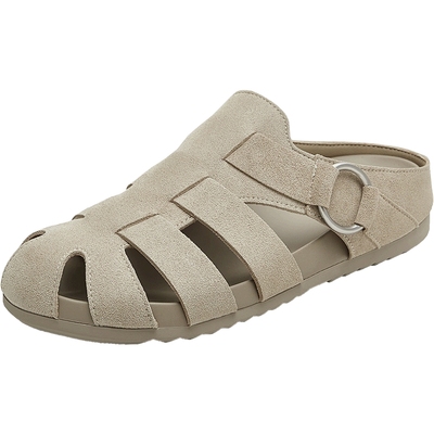 天美意2025新款休闲百搭半拖鞋复古百搭女罗马凉鞋KL012BL5