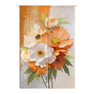 现代花卉轻奢棉门帘隔断帘客厅卧室卫生间装饰遮挡半帘高级感花店