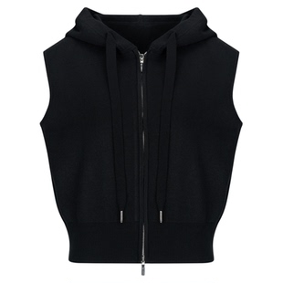 DTLANDO/商场同款25冬新品女装简约无袖连帽拉链收腰毛织马甲