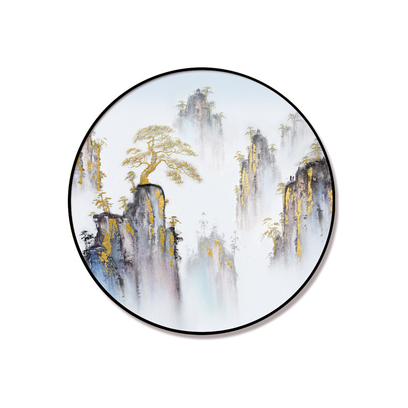 山水画客厅装饰画圆形挂画