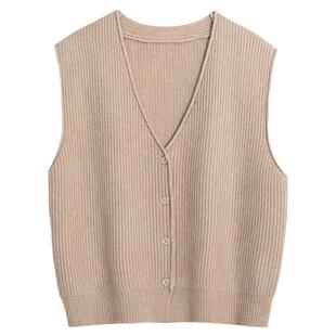 叠穿针织马甲女2026秋季新款百搭V领开衫背心坎肩外搭无袖毛衣