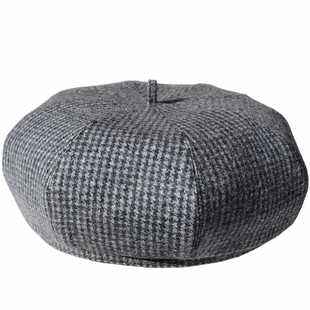 秋冬中老年无檐帽子春秋画家帽博士帽棉毛呢小格八角帽男女同款潮