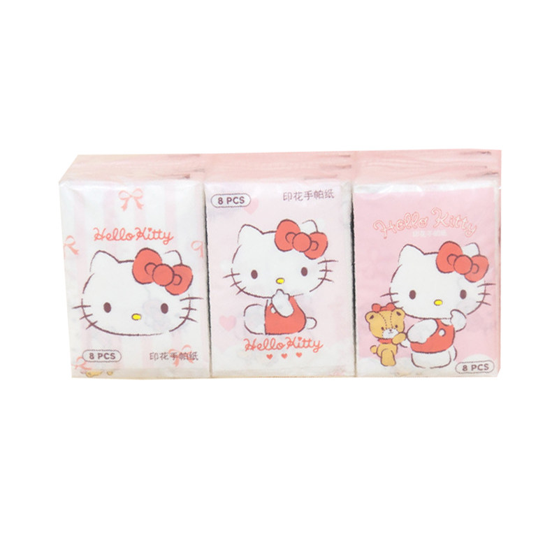 正版三丽鸥印花手帕纸凯蒂猫帕恰狗餐巾纸便携小包面巾纸卫生纸