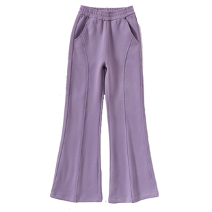 女童喇叭裤加绒加厚新款儿童休闲裤小女孩秋冬季裤子中大童微喇裤