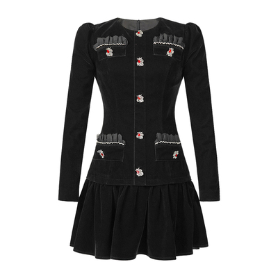 黑色赫本风高级感连衣裙