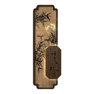 新中式墨竹玄关装饰画高级感立体砂岩画宋代美学过道走廊尽头挂画