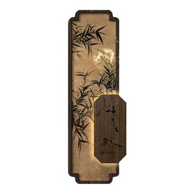 玄关新中式墨竹玄关装饰画高级感