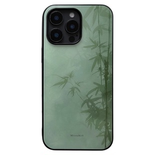 《竹影苍玉》山月集新中式适用于iphone16promax苹果15/14pro华为小米安卓防滑全包玻璃原创国风高级感手机壳
