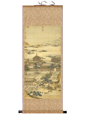 天中华瑞图丝绸卷轴画仿古国画高清复刻装饰画客厅酒店名家字挂画