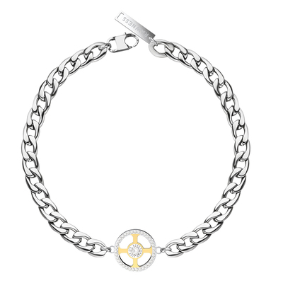 RAWNESS镂空杠铃片钛钢镶钻项链