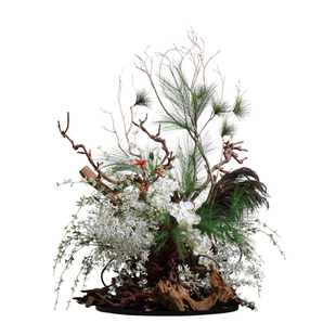 鲲屿 大型造景花艺装置定制【幽芳松影】会所别墅大型花艺定制