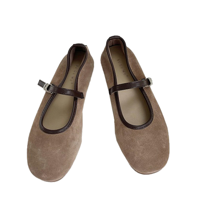 森系真皮玛丽珍鞋女春夏百搭圆头一字扣平底鞋文艺复古芭蕾舞单鞋