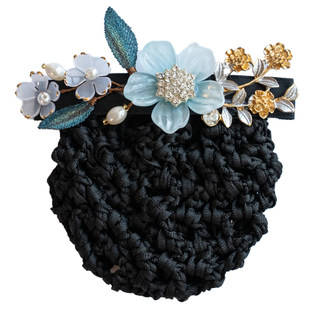 新国风发网职业头花女带网兜护士顶夹银行服务员上班发夹套盘发套