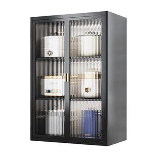 厨房置物架免打孔壁挂多功能带门防尘调味品调料收纳柜墙上储物柜