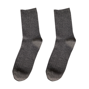 西客优品袜子旗舰店男士加厚羊毛保暖运动中筒商务正装高质量黑色