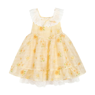 小O宝童装宝宝重工满绣小雏菊连衣裙夏2025女童度假超好看公主裙