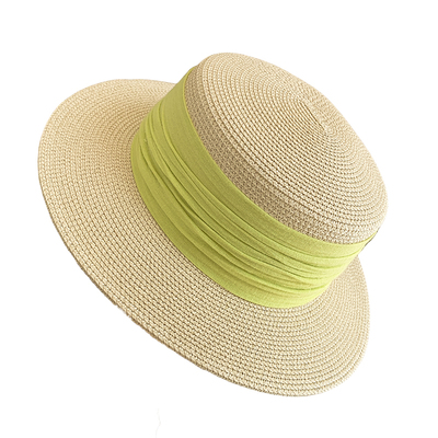 法式织带平顶草帽女士夏季高级感