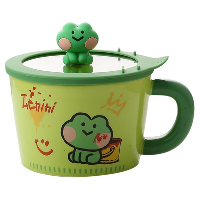 布朗熊陶瓷泡面碗大容量带盖家用