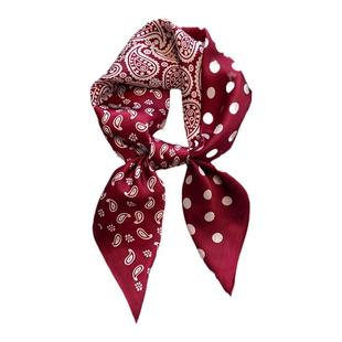 波点小方巾丝巾女春秋夏季四方形职业空姐搭配衬衫护颈围脖薄围巾