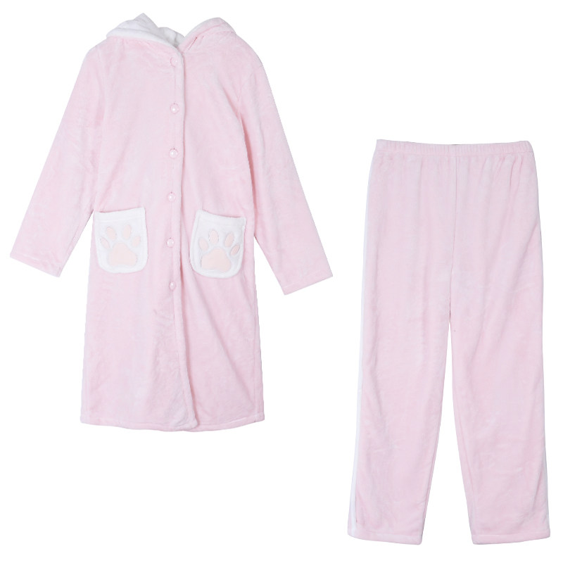 美标新品珊瑚绒长袖可外穿家居服