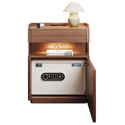 墨乔大容量实木保险柜床头柜一体