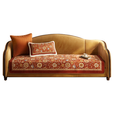 范居态度赤锦沙发盖巾红色喜庆