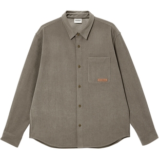 杰克琼斯男装秋季新款衬衫针织灯芯宽松长袖衬衣外套日系工装上衣