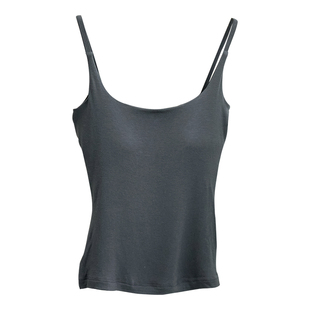 INNER YES梅子小方亚麻带胸垫吊带背心女内搭外穿灰色黑色上衣