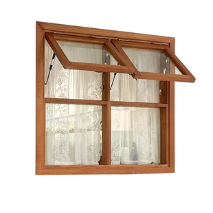 实木窗花格框架上掀网红门窗室内隔断窗户定制厨房木质上下折叠窗