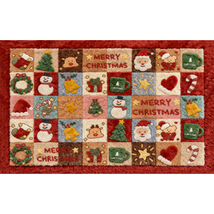 新款圣诞卡通仿亚麻浴室地垫吸水卫生间速干脚垫厕所门口防滑垫子