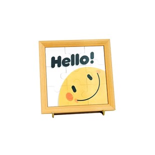 Lucky微笑摆台拼图带磁吸笑脸图案桌面摆件摆画实木色相框配支架