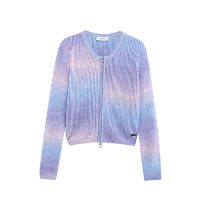 北欧时刻紫色渐变针织开衫