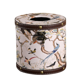 创意复古木质纸巾盒家用客厅茶几桌面抽纸盒高颜值圆形装饰纸巾筒