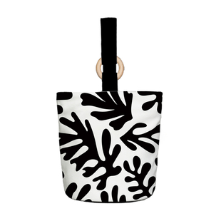 尼睿原创新款马蒂斯系列木环水桶包女外出手提帆布包定制手包W