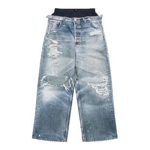 Protocol Index 25fw 假两件双腰3D数码破洞印花牛仔裤 ProjectGR