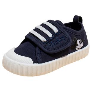 迪士尼儿童帆布鞋男童女童春秋幼儿园室内鞋小白鞋1-6宝宝学步鞋